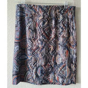 J. Jill Skirt Women Medium Ponte Pencil Paisley Abstract Multicolor‎ Stretch